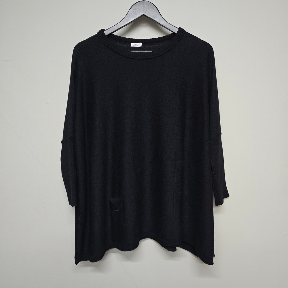 Mersea Catalina Sweater Women OS Black Acrylic Viscose Pocket Oversized Knit